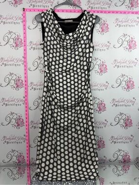 Planet dress dotted Sleeveless Black and White Polka Dot Cowl Midi Dress